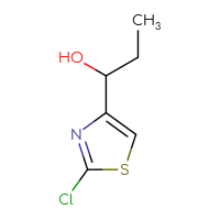 Chemical structure of 1-(2-chloro-1,3-thiazol-4-yl)propan-1-ol - CSSB21246440260