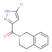Chemical structure of 2-(5-chloro-1H-pyrazole-3-carbonyl)-1,2,3,4-tetrahydroisoquinoline - CSSB06487517508