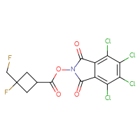 Chemical structure of 4,5,6,7-tetrachloro-1,3-dioxo-2,3-dihydro-1H-isoindol-2-yl 3-fluoro-3-(fluoromethyl)cyclobutane-1-carboxylate - CSSB20271387800