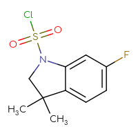 Chemical structure of 6-fluoro-3,3-dimethyl-2,3-dihydro-1H-indole-1-sulfonyl chloride - CSSB15013570867