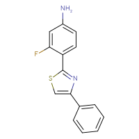 Chemical structure of 3-fluoro-4-(4-phenyl-1,3-thiazol-2-yl)aniline - CSSB09883641576