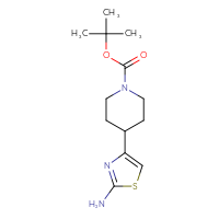 Chemical structure of tert-butyl 4-(2-amino-1,3-thiazol-4-yl)piperidine-1-carboxylate - CSSB00000731618