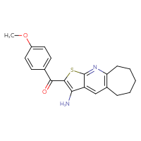 Chemical structure of 5-(4-methoxybenzoyl)-4-thia-2-azatricyclo[7.5.0.0³,⁷]tetradeca-1(9),2,5,7-tetraen-6-amine - CSSB00102540533