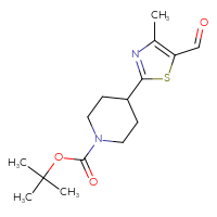 Chemical structure of tert-butyl 4-(5-formyl-4-methyl-1,3-thiazol-2-yl)piperidine-1-carboxylate - CSSB00010177824