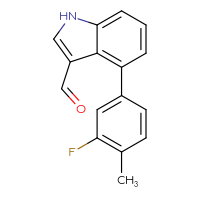 Chemical structure of 4-(3-fluoro-4-methylphenyl)-1H-indole-3-carbaldehyde - CSSB06589499689