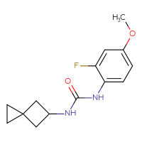 Chemical structure of 1-(2-fluoro-4-methoxyphenyl)-3-{spiro[2.3]hexan-5-yl}urea - CSSB00966145316