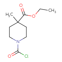 Chemical structure of ethyl 1-(carbonochloridoyl)-4-methylpiperidine-4-carboxylate - CSSB15002726910