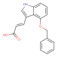 Chemical structure of (2E)-3-[4-(benzyloxy)-1H-indol-3-yl]prop-2-enoic acid - CSSB00010164612