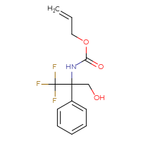 Chemical structure of prop-2-en-1-yl N-(1,1,1-trifluoro-3-hydroxy-2-phenylpropan-2-yl)carbamate - CSSB21043404616