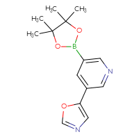 Chemical structure of 3-(1,3-oxazol-5-yl)-5-(4,4,5,5-tetramethyl-1,3,2-dioxaborolan-2-yl)pyridine - CSSB00021276856