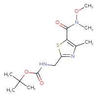 Chemical structure of tert-butyl N-({5-[methoxy(methyl)carbamoyl]-4-methyl-1,3-thiazol-2-yl}methyl)carbamate - CSSB01045818085