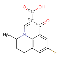 Chemical structure of 7-fluoro-12-methyl-4-oxo(3,4-¹³C₂)-1-azatricyclo[7.3.1.0⁵,¹³]trideca-2,5,7,9(13)-tetraene-3-(¹³C)carboxylic acid - CSSB00159254761
