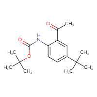 Chemical structure of tert-butyl N-(2-acetyl-4-tert-butylphenyl)carbamate - CSSB03496562260