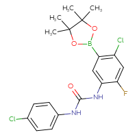Chemical structure of 3-[4-chloro-2-fluoro-5-(4,4,5,5-tetramethyl-1,3,2-dioxaborolan-2-yl)phenyl]-1-(4-chlorophenyl)urea - CSSB21332058895
