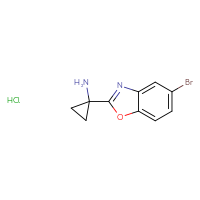 Chemical structure of 1-(5-bromo-1,3-benzoxazol-2-yl)cyclopropan-1-amine hydrochloride - CSSB00025757534