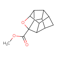 Chemical structure of methyl 5-oxahexacyclo[5.4.1.0²,⁶.0³,¹⁰.0⁴,⁸.0⁹,¹²]dodecane-4-carboxylate - CSSB14962340284
