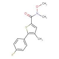 Chemical structure of 5-(4-fluorophenyl)-N-methoxy-N,4-dimethylthiophene-2-carboxamide - CSSB02016841150