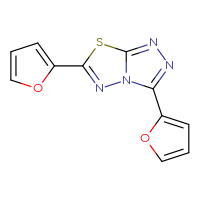 Chemical structure of bis(furan-2-yl)-[1,2,4]triazolo[3,4-b][1,3,4]thiadiazole - CSSB00121623685