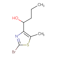 Chemical structure of 1-(2-bromo-5-methyl-1,3-thiazol-4-yl)butan-1-ol - CSSB21246482807