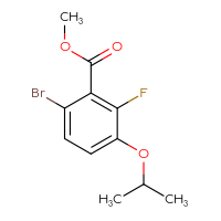 Chemical structure of methyl 6-bromo-2-fluoro-3-(propan-2-yloxy)benzoate - CSSB02520175131