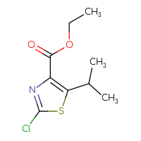 Chemical structure of ethyl 2-chloro-5-(propan-2-yl)-1,3-thiazole-4-carboxylate - CSSB00053429500