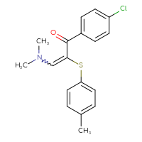Chemical structure of 1-(4-chlorophenyl)-3-(dimethylamino)-2-[(4-methylphenyl)sulfanyl]prop-2-en-1-one - CSSB02125603626