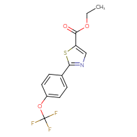 Chemical structure of ethyl 2-[4-(trifluoromethoxy)phenyl]-1,3-thiazole-5-carboxylate - CSSB03496528350