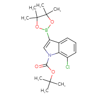 Chemical structure of tert-butyl 7-chloro-3-(4,4,5,5-tetramethyl-1,3,2-dioxaborolan-2-yl)-1H-indole-1-carboxylate - CSSB00010193839