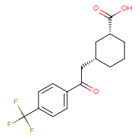 Chemical structure of (1R,3S)-3-{2-oxo-2-[4-(trifluoromethyl)phenyl]ethyl}cyclohexane-1-carboxylic acid - CSSB00102526895