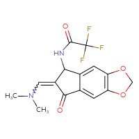 Chemical structure of N-{6-[(dimethylamino)methylidene]-7-oxo-2H,5H,6H,7H-indeno[5,6-d][1,3]dioxol-5-yl}-2,2,2-trifluoroacetamide - CSSB02125603368