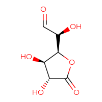 Chemical structure of (2S)-2-[(2S,3R,4R)-3,4-dihydroxy-5-oxooxolan-2-yl]-2-hydroxyacetaldehyde - CSSB00015866793