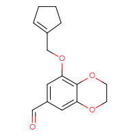Chemical structure of 8-[(cyclopent-1-en-1-yl)methoxy]-2,3-dihydro-1,4-benzodioxine-6-carbaldehyde - CSSB14908023011