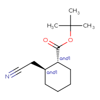 Chemical structure of rac-tert-butyl (1R,2S)-2-(cyanomethyl)cyclohexane-1-carboxylate - CSSB14808218832