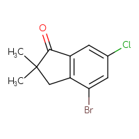 Chemical structure of 4-bromo-6-chloro-2,2-dimethyl-2,3-dihydro-1H-inden-1-one - CSSB20621661289
