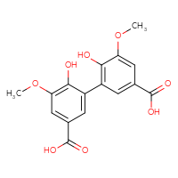 Chemical structure of 6,6'-dihydroxy-5,5'-dimethoxy-[1,1'-biphenyl]-3,3'-dicarboxylic acid - CSSB00015225980