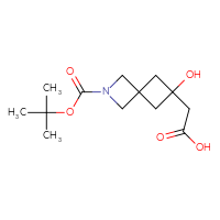 Chemical structure of 2-{2-[(tert-butoxy)carbonyl]-6-hydroxy-2-azaspiro[3.3]heptan-6-yl}acetic acid - CSSB02126236917