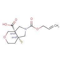Chemical structure of rac-(3aR,7aR)-7a-fluoro-2-[(prop-2-en-1-yloxy)carbonyl]-octahydropyrano[3,4-c]pyrrole-3a-carboxylic acid - CSSB06595027394