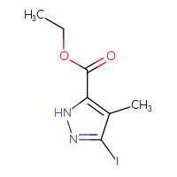 Chemical structure of ethyl 3-iodo-4-methyl-1H-pyrazole-5-carboxylate - CSSB00011097251
