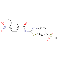 Chemical structure of N-(6-methanesulfonyl-1,3-benzothiazol-2-yl)-3-methyl-4-nitrobenzamide - CSSB00026319098