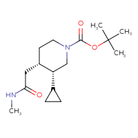 Chemical structure of tert-butyl (3R,4S)-3-cyclopropyl-4-[(methylcarbamoyl)methyl]piperidine-1-carboxylate - CSSB07124059603