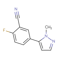 Chemical structure of 2-fluoro-5-(1-methyl-1H-pyrazol-5-yl)benzonitrile - CSSB03106915586