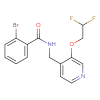 Chemical structure of 2-bromo-N-{[3-(2,2-difluoroethoxy)pyridin-4-yl]methyl}benzamide - CSSB01860590039