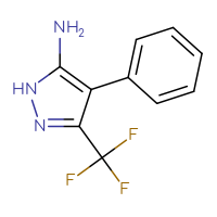 Chemical structure of 4-phenyl-3-(trifluoromethyl)-1H-pyrazol-5-amine - CSSB00000273895