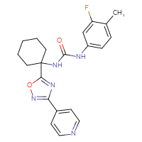 Chemical structure of 3-(3-fluoro-4-methylphenyl)-1-{1-[3-(pyridin-4-yl)-1,2,4-oxadiazol-5-yl]cyclohexyl}urea - CSSB00025687936