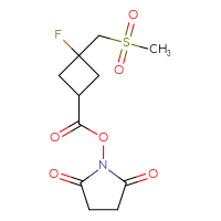 Chemical structure of 2,5-dioxopyrrolidin-1-yl 3-fluoro-3-(methanesulfonylmethyl)cyclobutane-1-carboxylate - CSSB20269534970