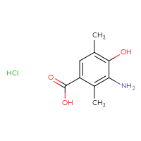 Chemical structure of 3-amino-4-hydroxy-2,5-dimethylbenzoic acid hydrochloride - CSSB20963523240
