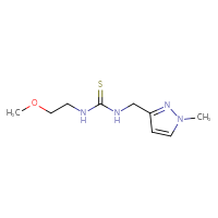Chemical structure of 3-(2-methoxyethyl)-1-[(1-methyl-1H-pyrazol-3-yl)methyl]thiourea - CSSB00013122560