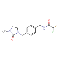 Chemical structure of 2-chloro-2-fluoro-N-({4-[(3-methyl-2-oxoimidazolidin-1-yl)methyl]phenyl}methyl)acetamide - CSSB21332126139