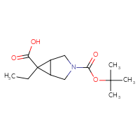 Chemical structure of 3-[(tert-butoxy)carbonyl]-6-ethyl-3-azabicyclo[3.1.0]hexane-6-carboxylic acid - CSSB00102602618