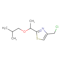 Chemical structure of 4-(chloromethyl)-2-[1-(2-methylpropoxy)ethyl]-1,3-thiazole - CSSB00000765624